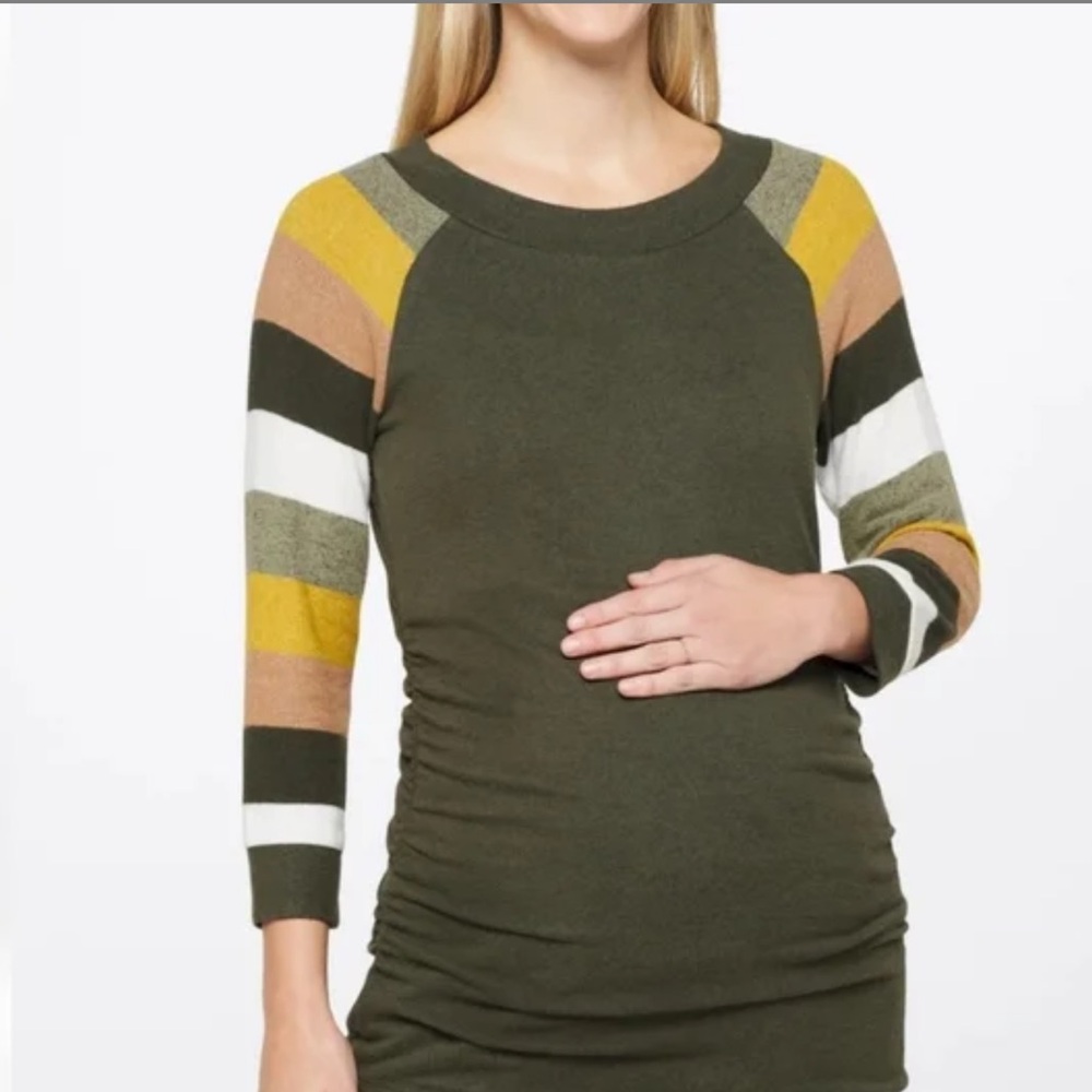 Market & Spruce Olive Green Maternity Top, Sz Sm